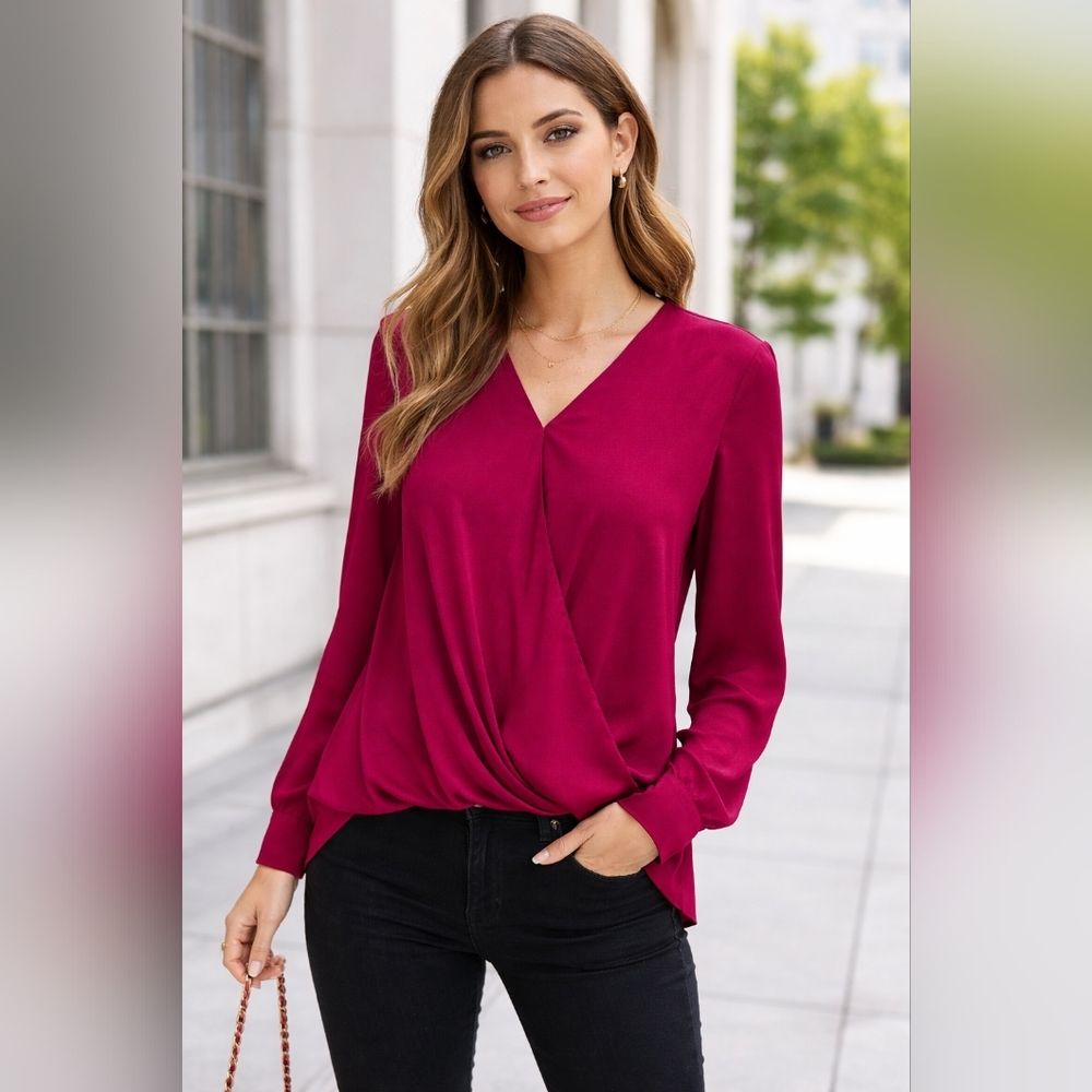 Vince Camuto Fuchsia Draped Blouse